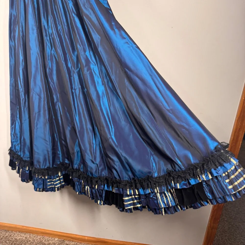 Recollections Victorian Steampunk Blue Taffeta Lace 2 Piece Skirt Set Womens S